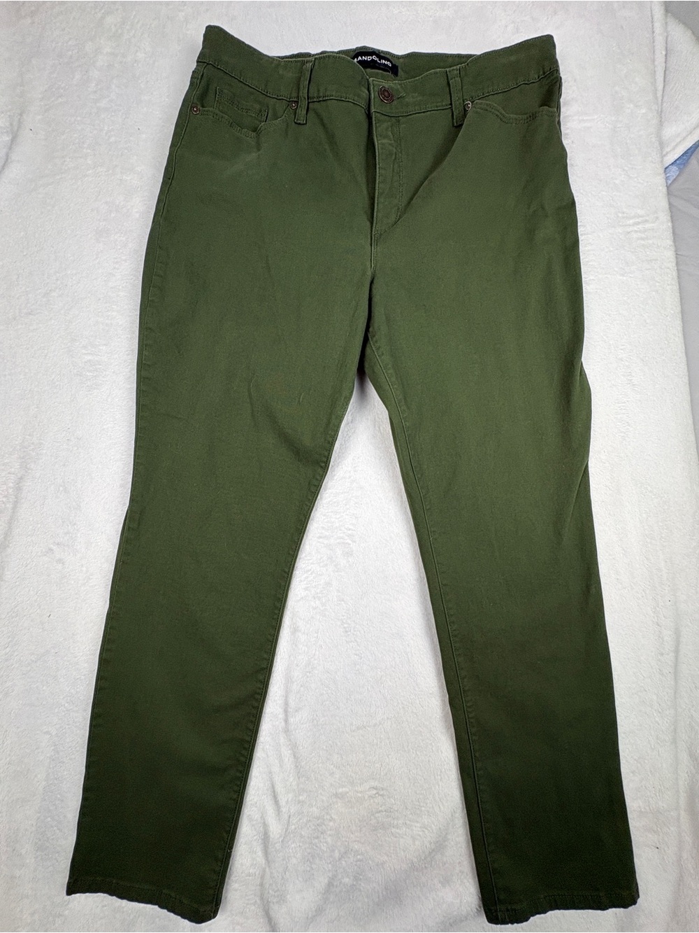 Bandolino Amy Jeans Women Size 14 Green Stretch Straight Leg Mid Rise Pants